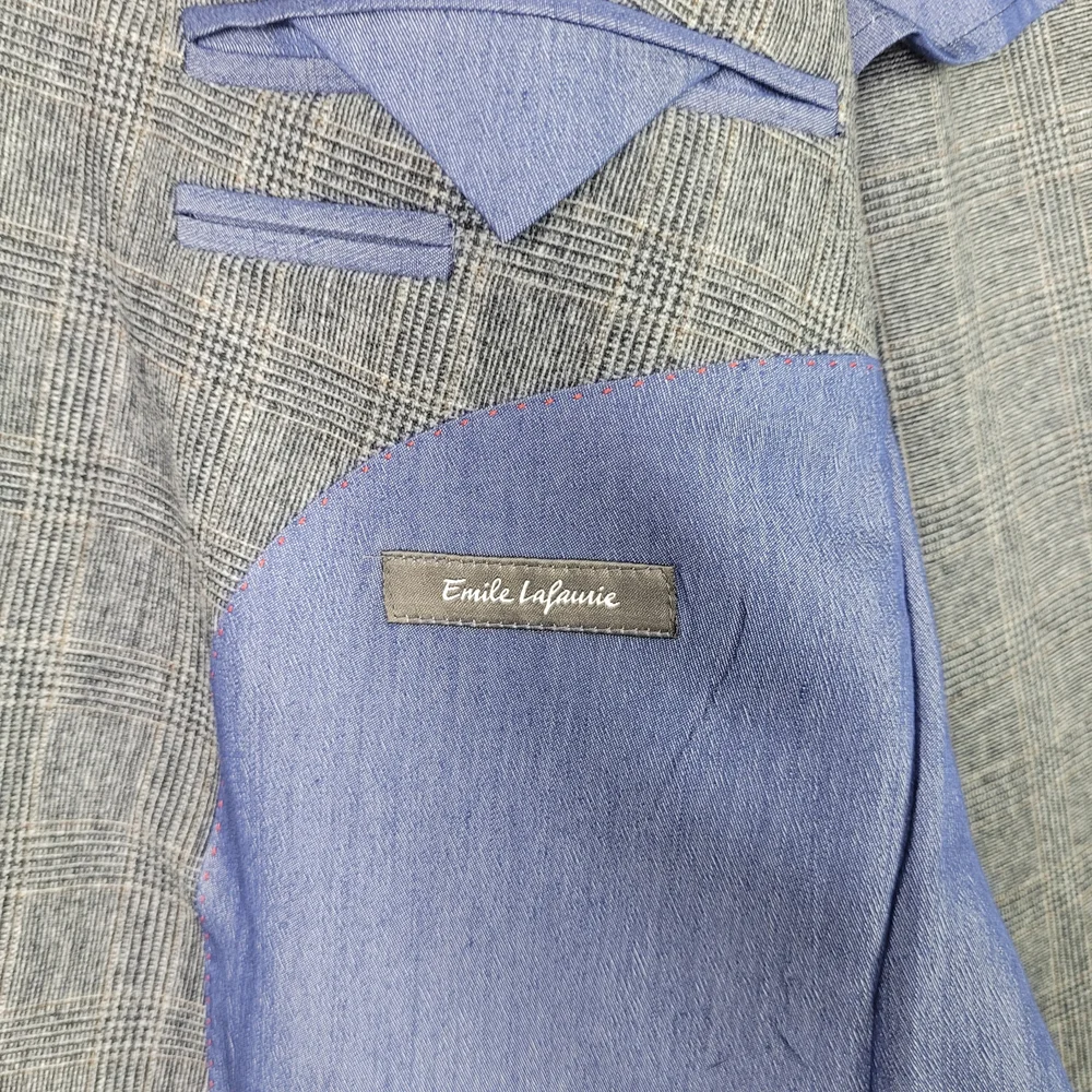 Emile Lafaurie 40R Gray Glen‎ Plaid Wool Blend Blazer Sport Coat Classic Office